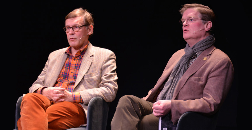 Anders Johnson och Alexander Husebye på scen. Foto: Fredrik Warfvinge