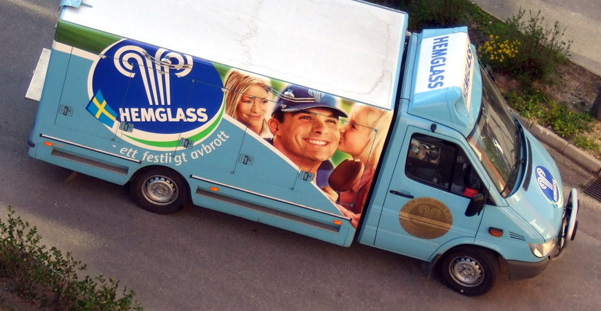 Hemglassbil uppifrån