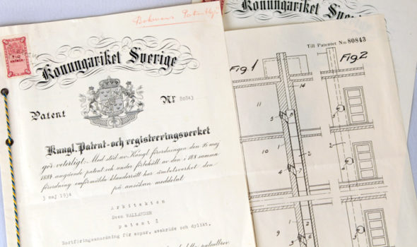 Patentritningar på sopnedkast cirka 1930. Ur HSB:s arkiv hos Centrum för Näringslivshistoria