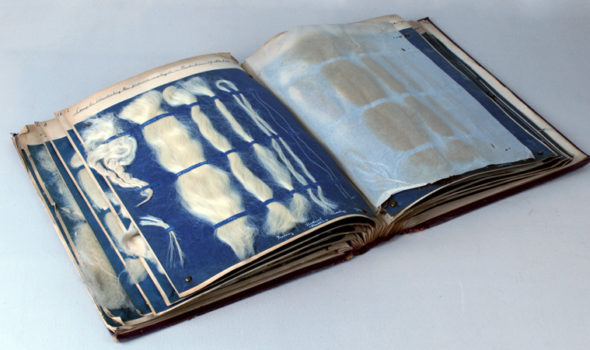 Textil och fiberprover i bok, ur Sundström och Lindquist AB:s arkiv hos Centrum för Näringslivshistoria