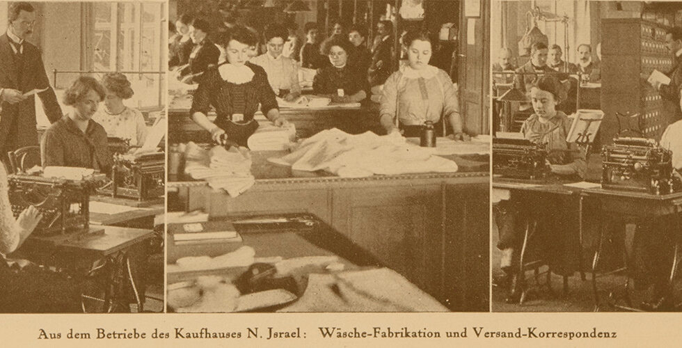 Kvinnliga anställda på varuhuset N.Israel. Bild ur N. Israels album Arbeit und Erholung (1914). Publicerad med tillstånd från the Leo Baeck Institute.